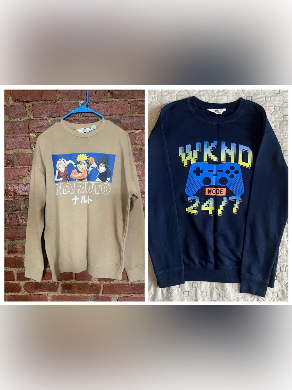 New H&M Naruto and PlayStation Graphic Sweatshirts Boys 12-14Y